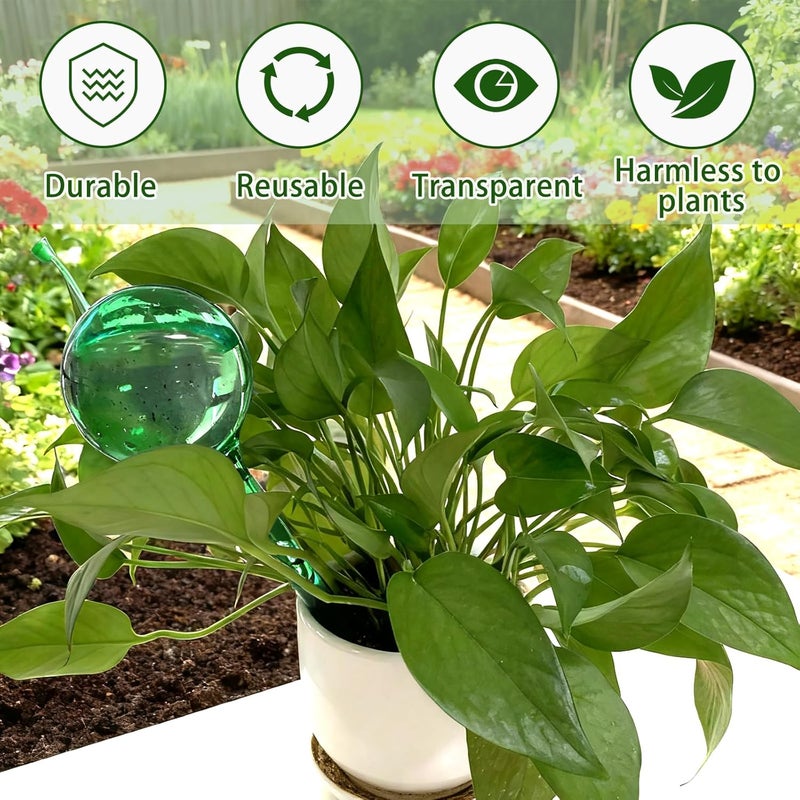 Pesilo 10 Pcs Self Watering Globes, Plant Watering Globes Automatic Watering Bulbs for Indoor Outdoor, Vacation Potted Plant Care Water Conservation Device (Green) - Image 3